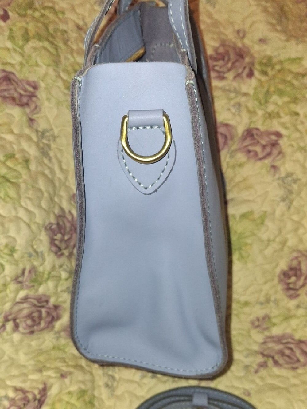 Light Blue Leather Tote with Removable Strap - Picture 9 of 16